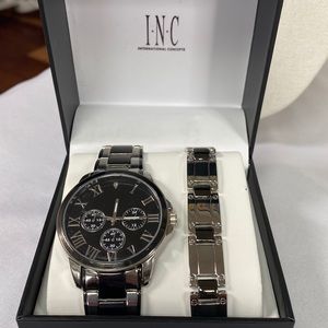 Men's Two-Tone Watch & Bracelet Gift Set